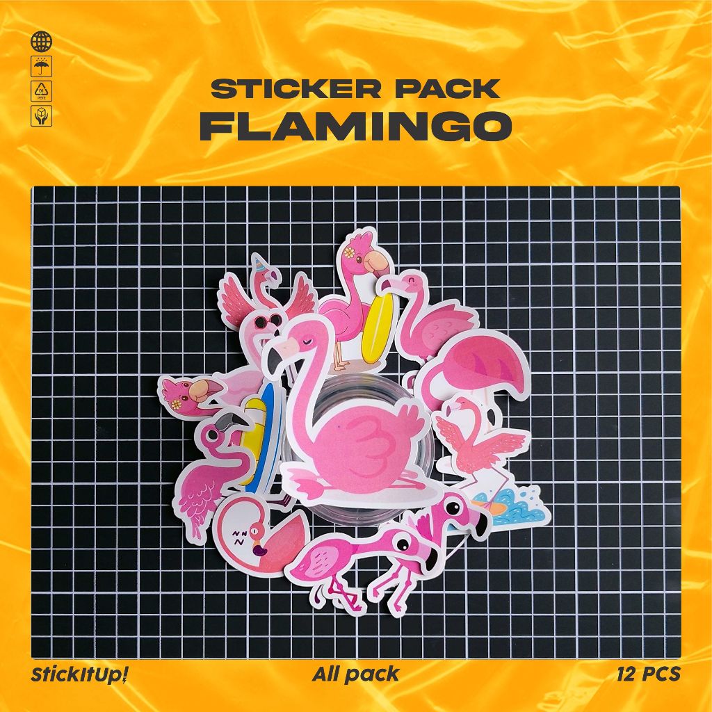 

COD✨ StickitUp Stiker Pack Flamingo Lucu Untuk Koper Laptop Skateboard