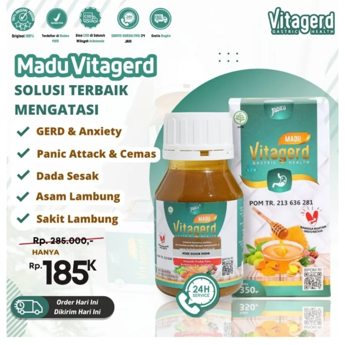 Madu VITAGERD  350 gr Herbal GERD dan Asam Lambung Original Asli Ori Halal