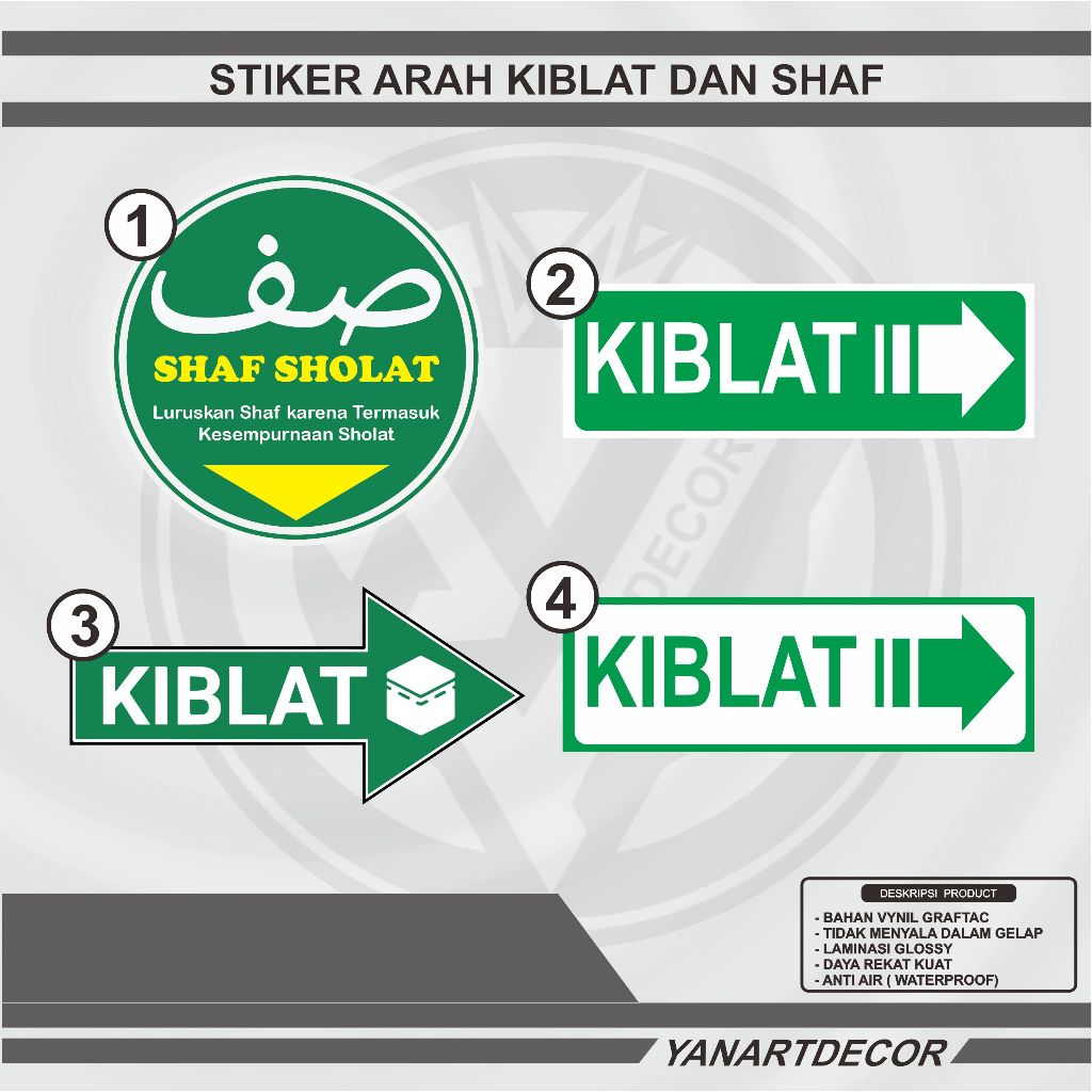 

LABEL STIKER SHAF SHOLAT, LABEL ARAH KIBLAT