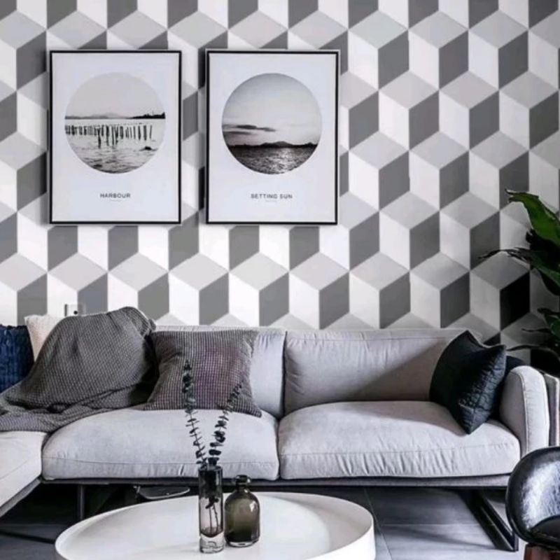 Wallpaper Dinding Motif Kubus 3D