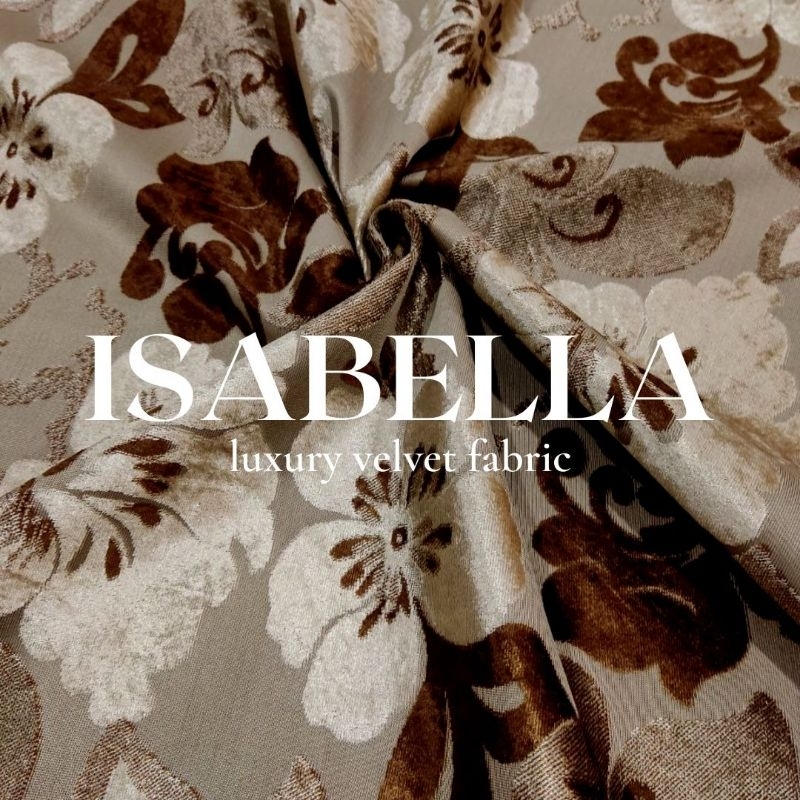 Kain Bludru Beludru Mewah Premium Velvet Timbul Motif Bunga Minimalis - Isabella (Sofa, Jok, Kursi J