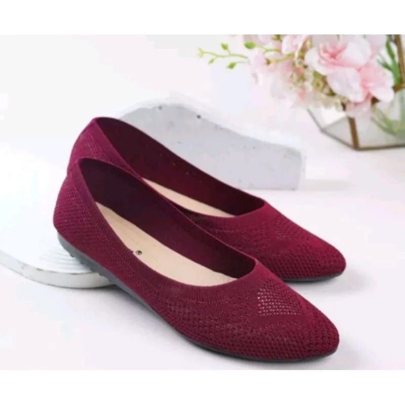 Sepatu Flat wanita//Bahan Rajut import