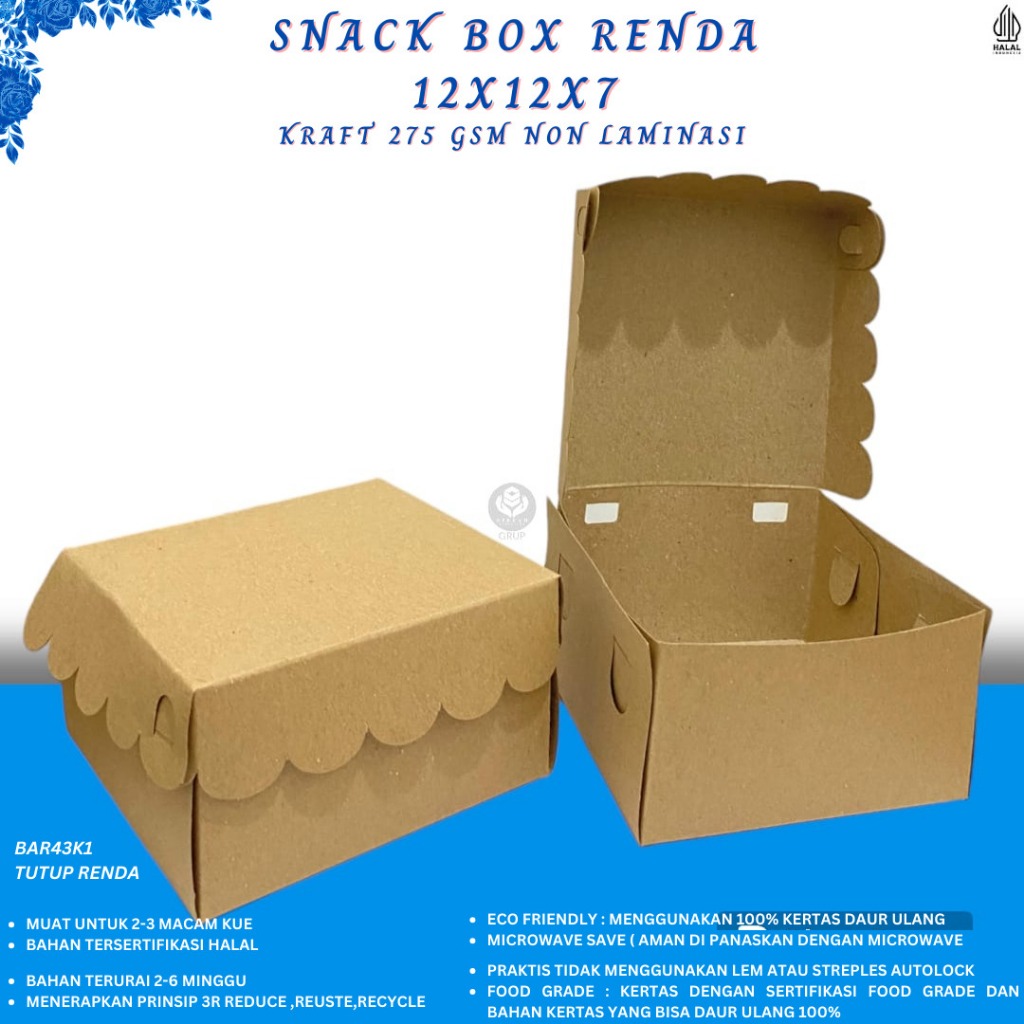 Box Snack 12x12x7 Box Roti Snack Box 12x12 (BAR43K1-12X12X7 Cm)
