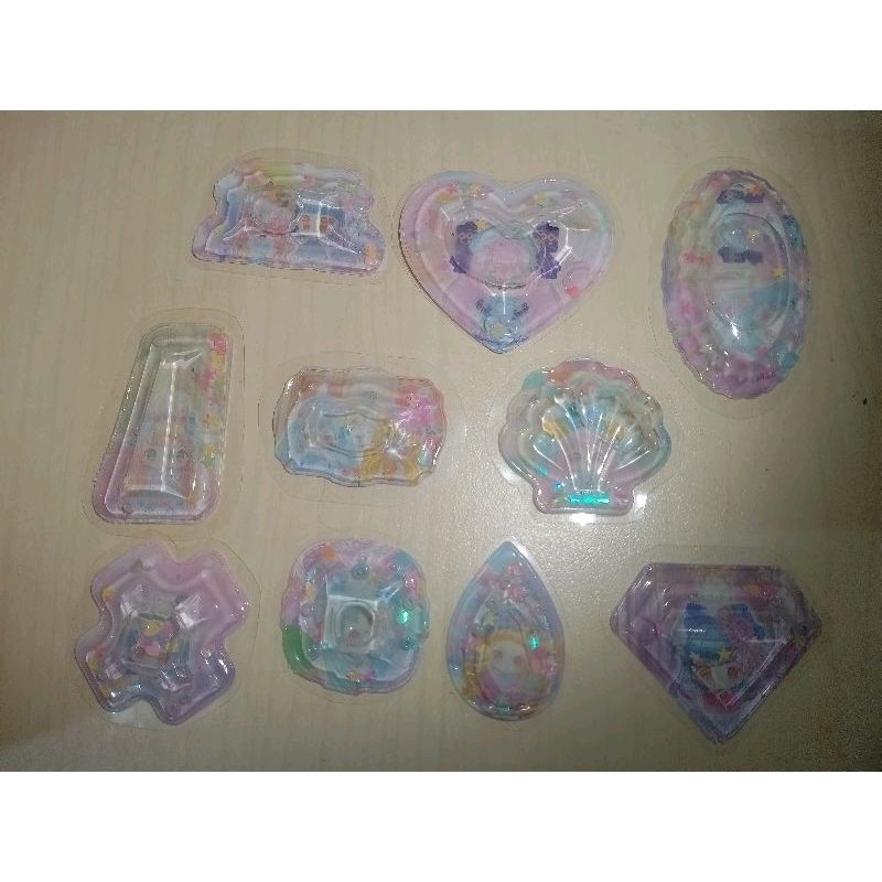 

stiker air 3d/stiker water 3d motif boneka berisi hiasan bunga, manik², gliter yang berada di dalam lapisan stiker