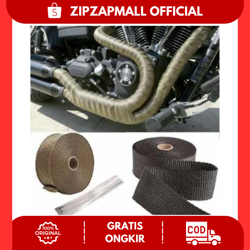 Lakban Peredam Panas Knalpot Motor 50mm 10m / Lakban Knalpot Kenalpot Motor Anti Panas Peredam Panas