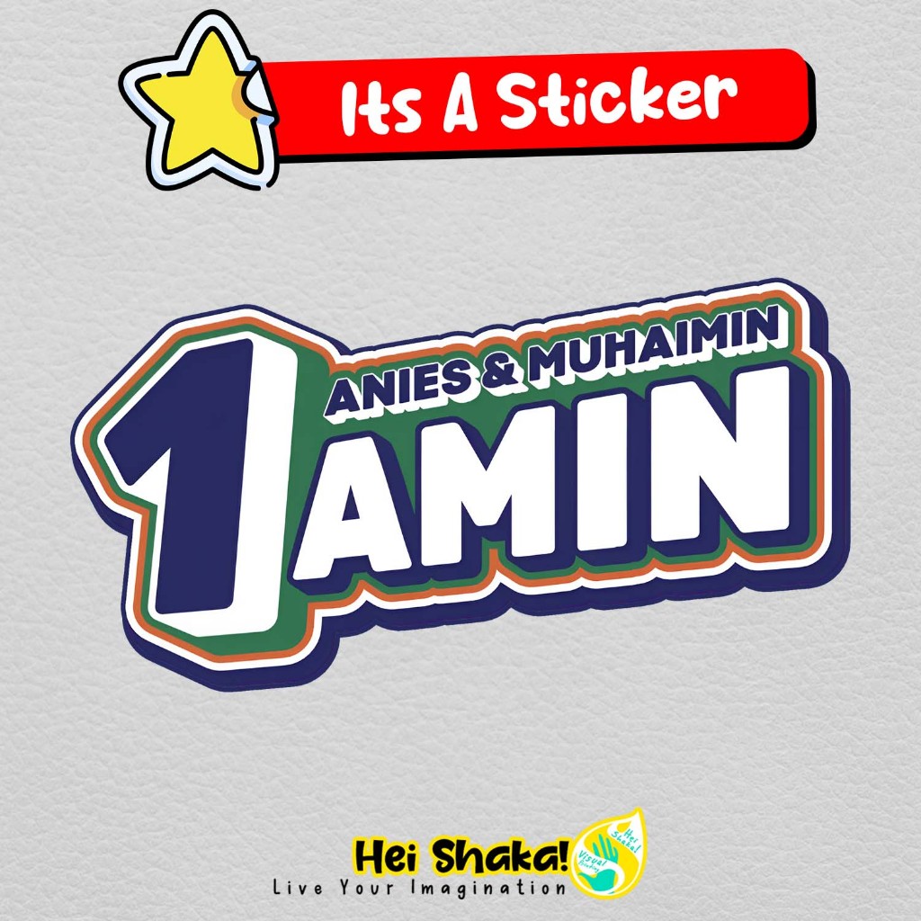 

Stiker AMIN Nomor 1 Anies Baswedan & Cak Imin Muhaimin Iskandar Logo Sticker Bahan Vinyl Anti Air