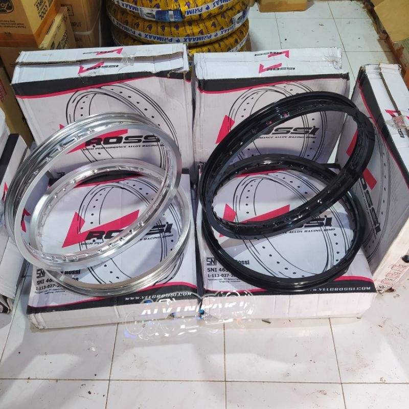 Velg ROSSI ORIGINAL WX KOTAK RING 17 Hitam Glossy gilap Silver velg VRossi ring 17 140 160 185