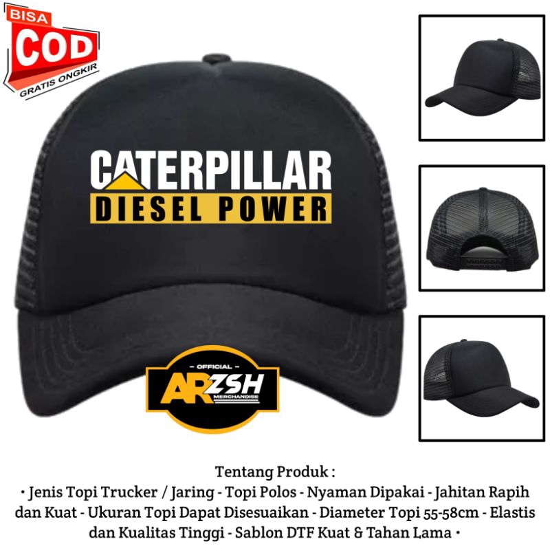 Topi Caterpillar Diesel Power | Topi Trucker Jaring Caterpillar
