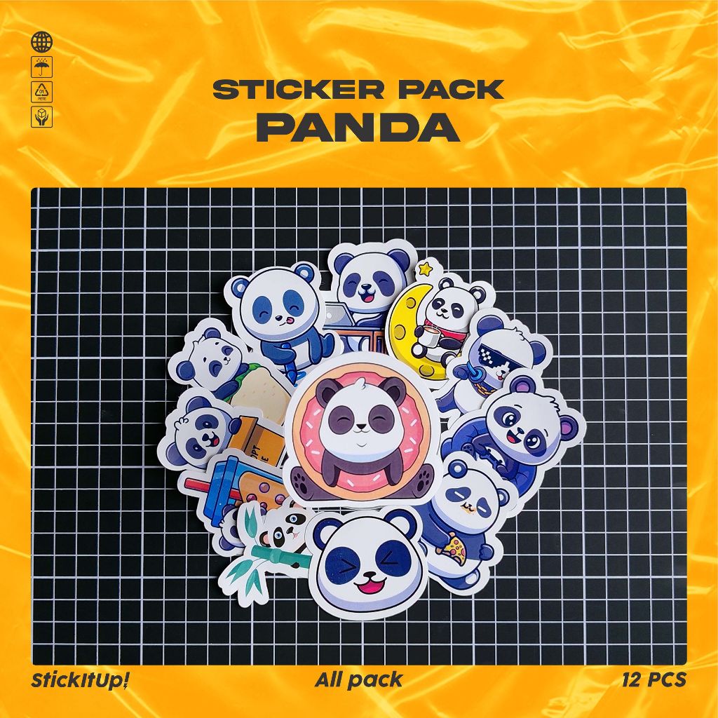 

COD✨ StickitUp Stiker Pack Panda Lucu Untuk Koper Laptop Skateboard