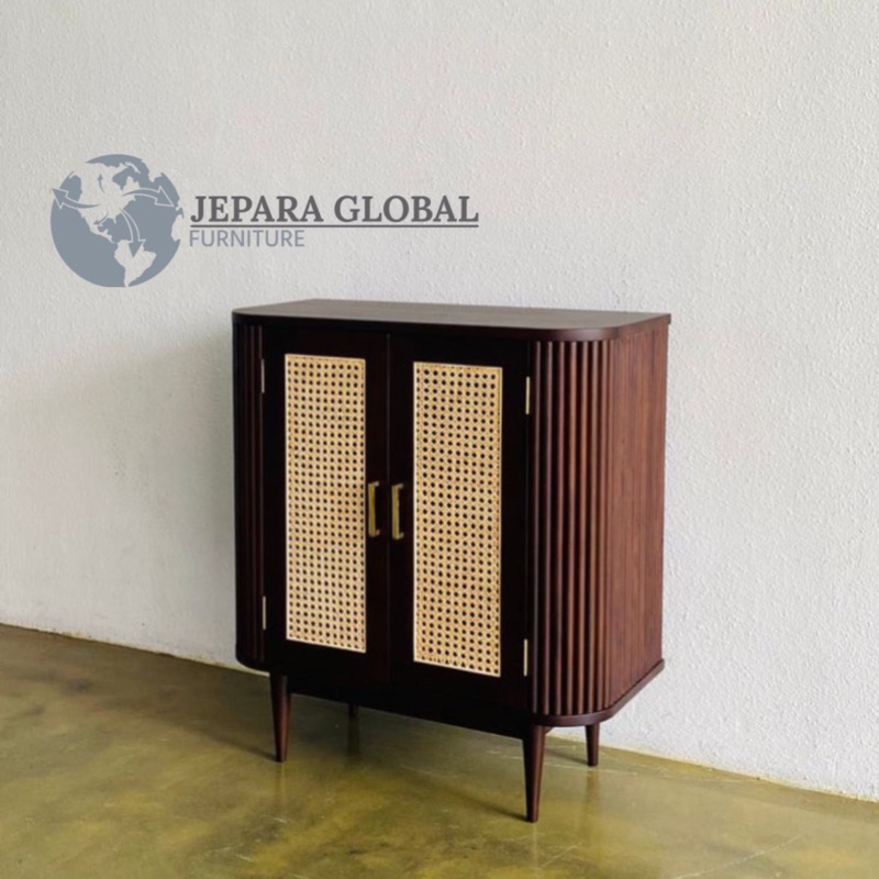 Nakas Cabinet retro jati salur rotan - nakas rotan jati - cabinet rotan jati