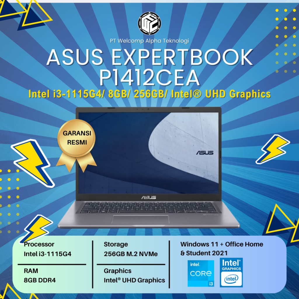 Laptop Asus Expertbook P1412CEA i3-1115G4/ 8GB/ 256GB/ INTEL UHD/ 14" FHD/ W11