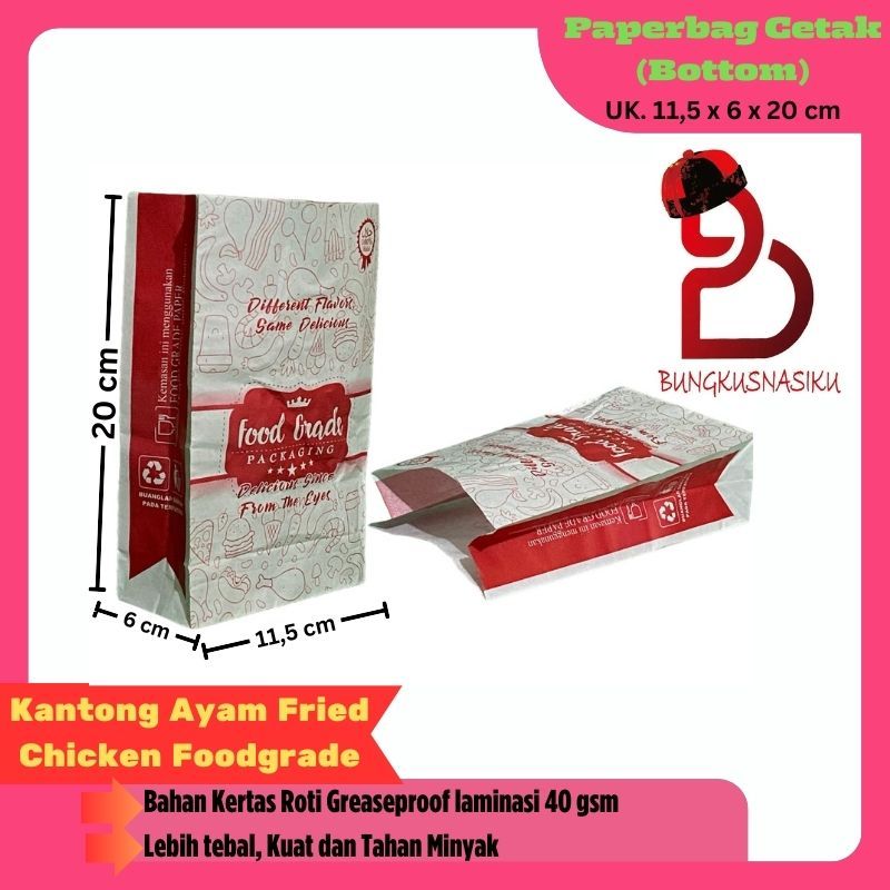 

Paperbag Cetak (Bottom Bag) Uk. 11.5 x 20 x 6 cm Isi 500 pcs / 1 rim