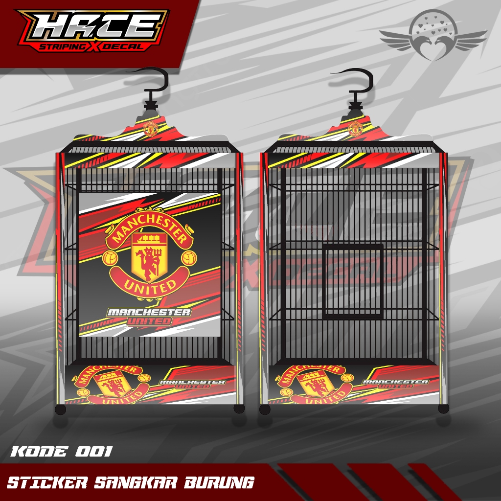 STICKER DECAL SANGKAR KOTAK - DECAL SANGKAR BURUNG KOTAK EBOD MANCHESTER UNITED 001