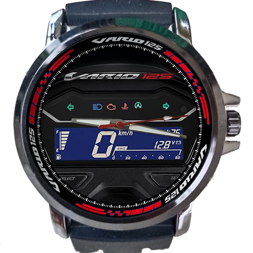 Honda All New Vario 125 art 12 Keren Jam Tangan Pria Rubber / Stainless Custom Gambar Speedometer