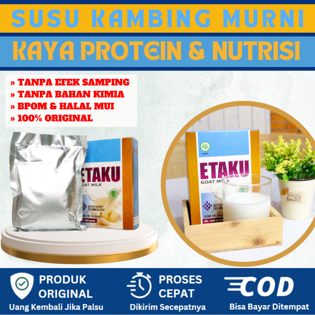 

Susu Kambing Etawa Murni Asli 100% Original Solusi Atasi Masalah Pernapasan / Asma / Kolesterol Tinggi Kalsium Rendah Lemak Rendah Gula Atasi Gangguan Tulang & Sendi Osteoporosis Nafas Lega