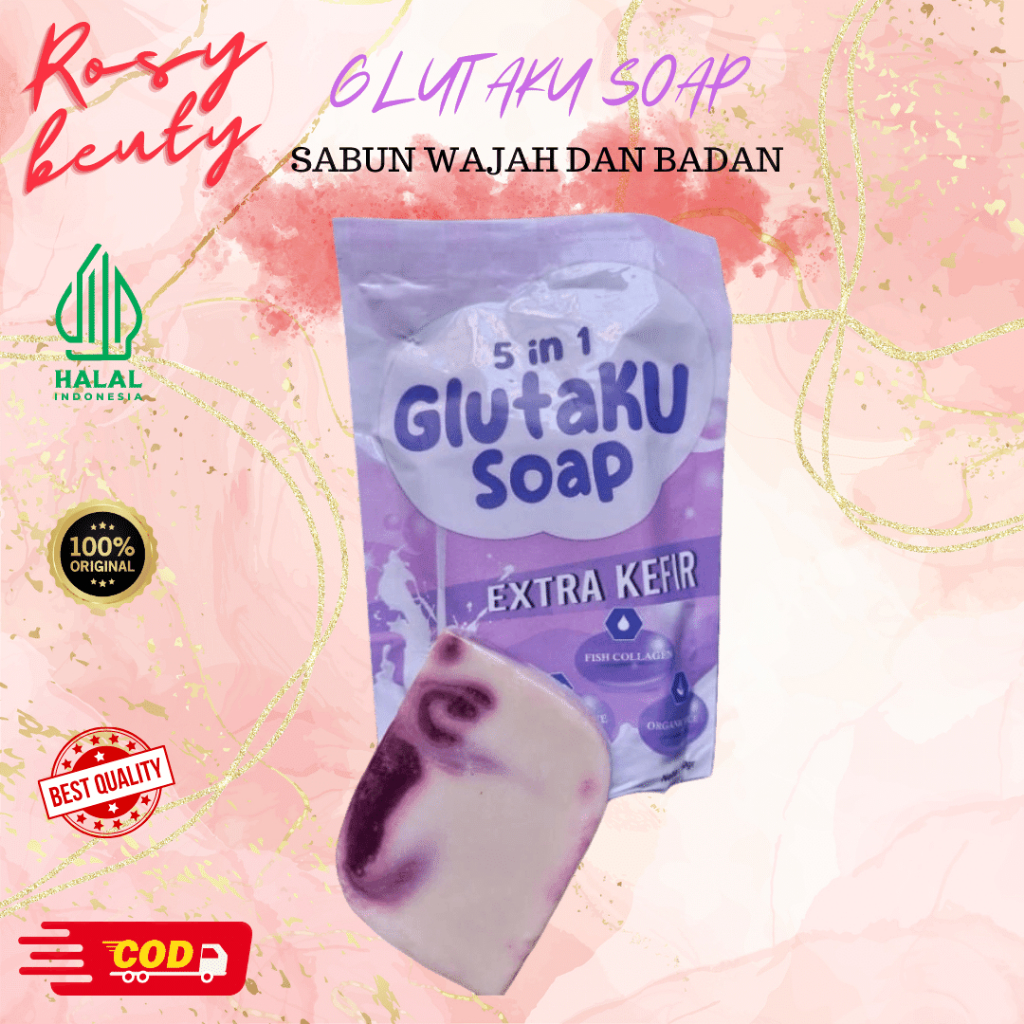 sabun batang glutaku glutathion soap pemutih wajah dan badan permanen bpom 5 in 1 ory tercepat
