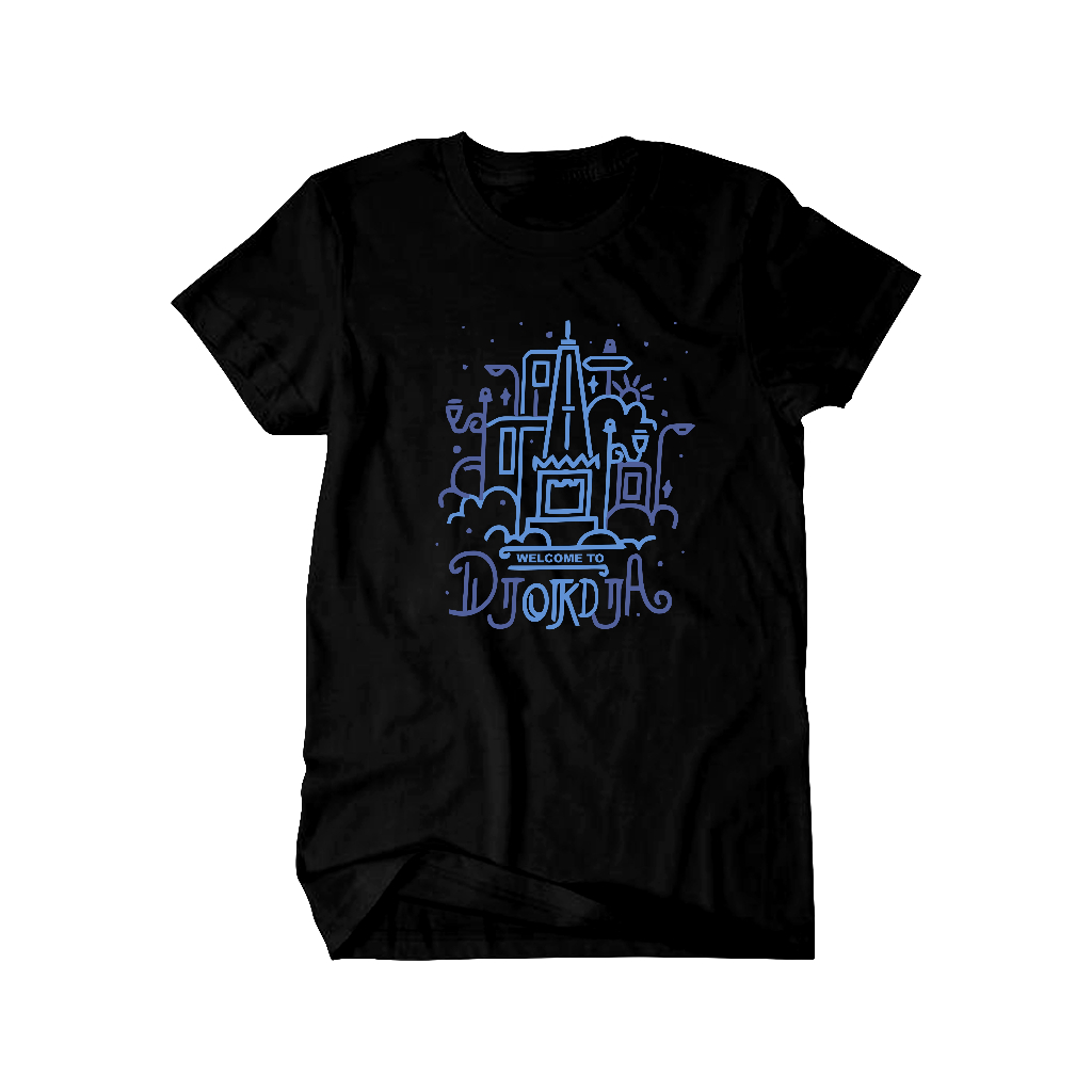 Kalemmerch Kaos Hitam - Dagadu Jogja Tugu Outline