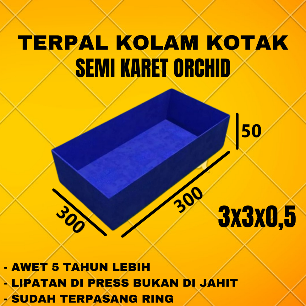 Terpal Kolam Ikan Kotak Semikaret Bahan Tebal Orchid 3x3x0,5 300x300x50 - Barang Ready, Bisa COD