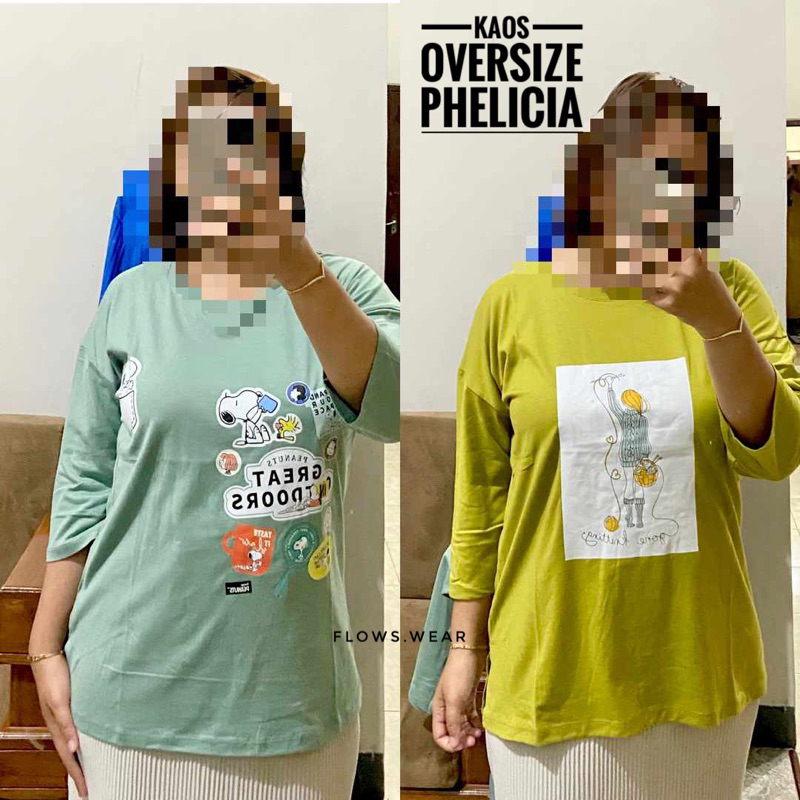 KAOS OVERSIZE WANITA PHELICIA / KAOS JUMBO WANITA LENGAN PANJANG PHELICIA
