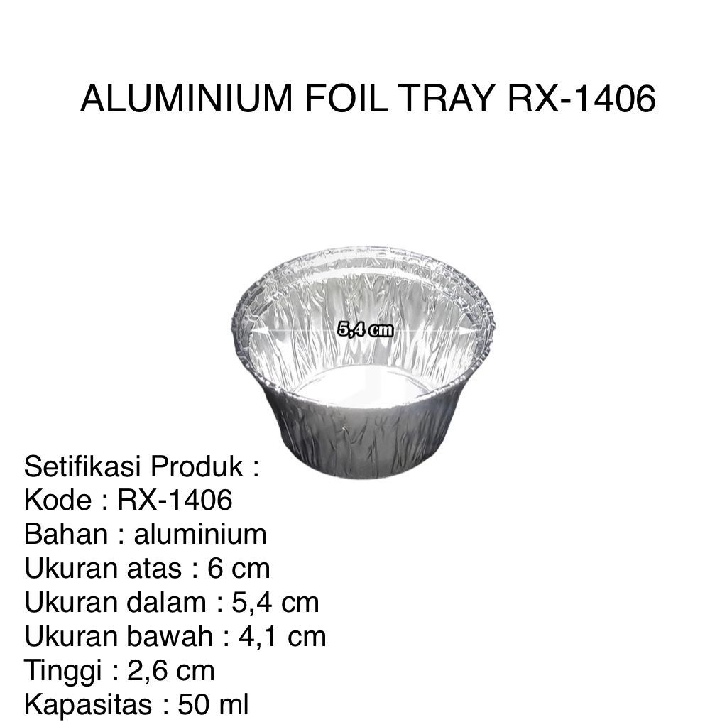 HARGA 100 PCS Wadah Alumunium foil cup RX 1406 / cup cake mini muffin roti 50ml [ HARGA PAKET ISI 10