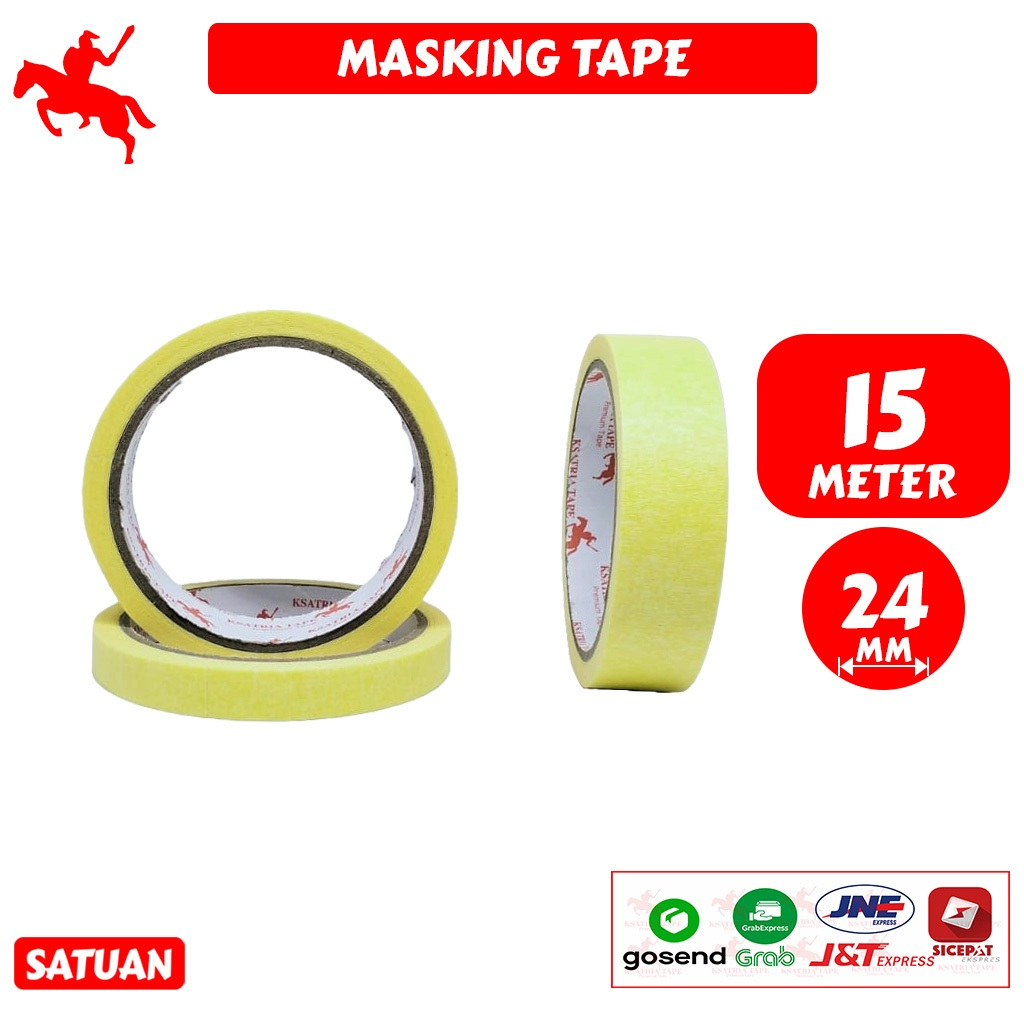 

Ksatria Tape Lakban Kertas 12mm & 24mm - 15meter OPP Tape / Isolasi Masking Tape