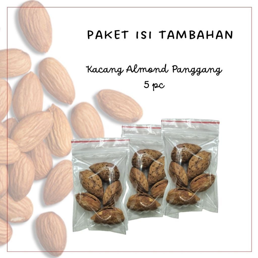 

Paket almond dalam kemasan per 100 kemasan