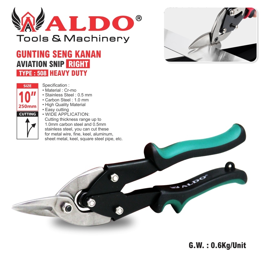 GUNTING SENG 10 INCH HEAVY DUTY 508 KANAN / GUNTING BAJA RINGAN / HOLO / PLAT MERK ALDO