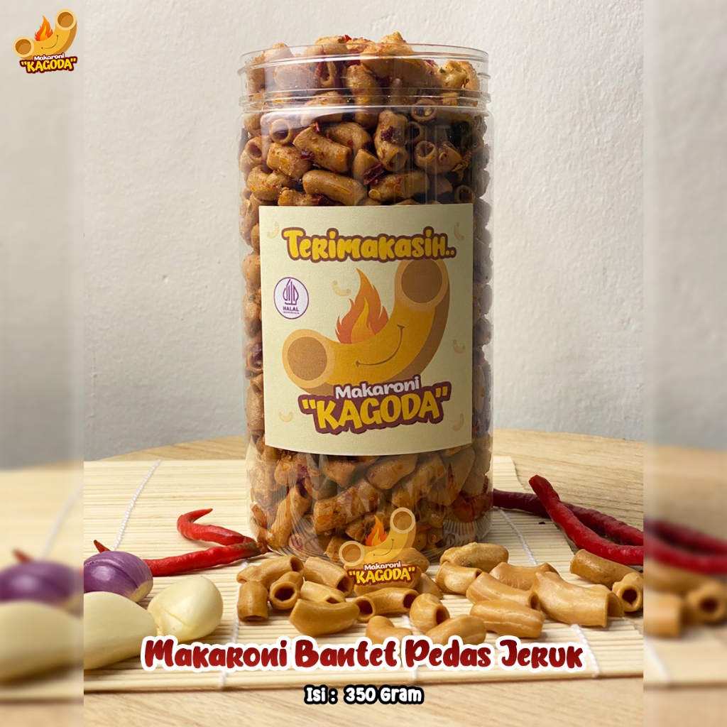 

Makaroni Bantet Pedas Jeruk Kagoda Kemasan Toples Premium Isi 350 Gram