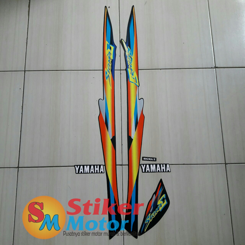 sticker motor yamaha sigma 1997 full hitam-biru