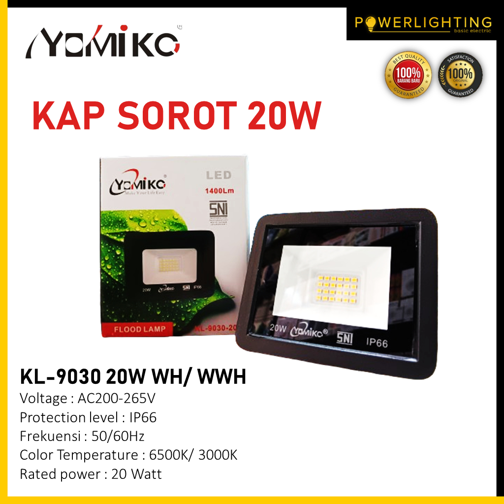 Lampu Kap Sorot/ Flood Lamp  YOMIKO Cahaya White Dan Warm White