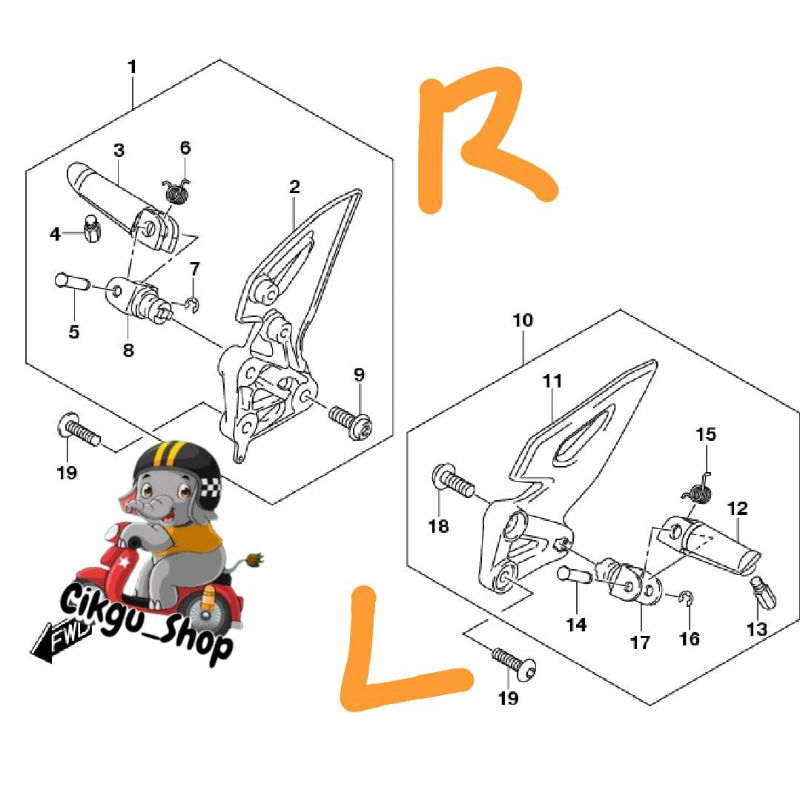 Footstep Depan Kanan & Kiri Suzuki GSX R-150100% ORI SGP