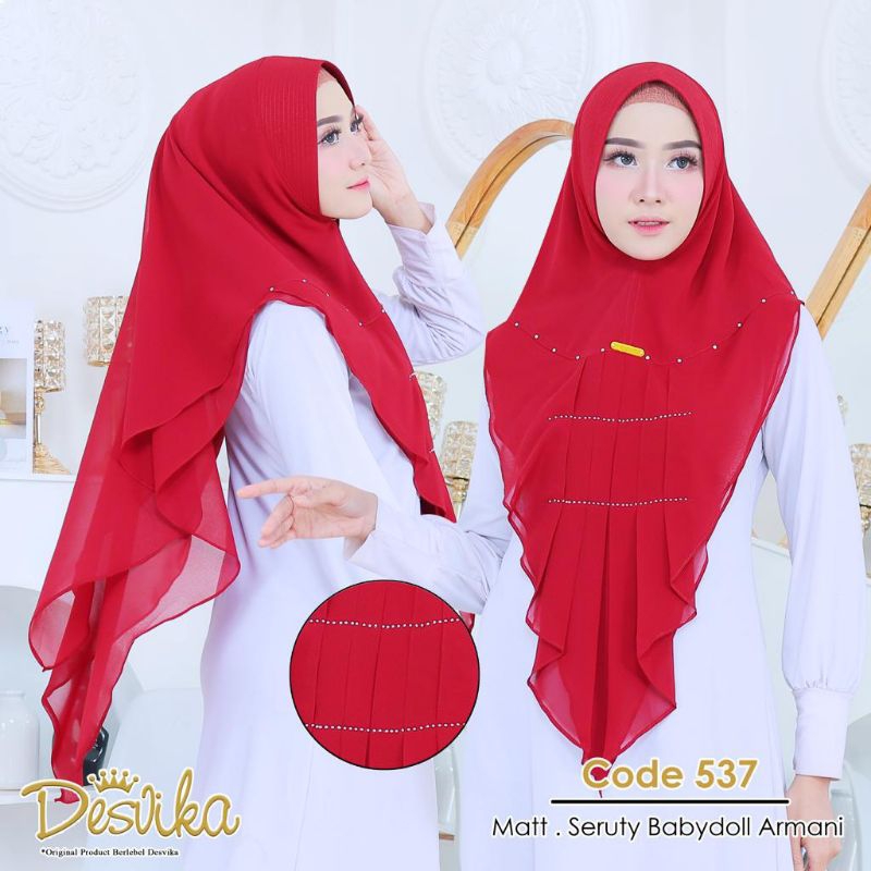 Jilbab instan  Khimar  payet ceruty Babydoll premium polos by Desvika hijab wanita muslim