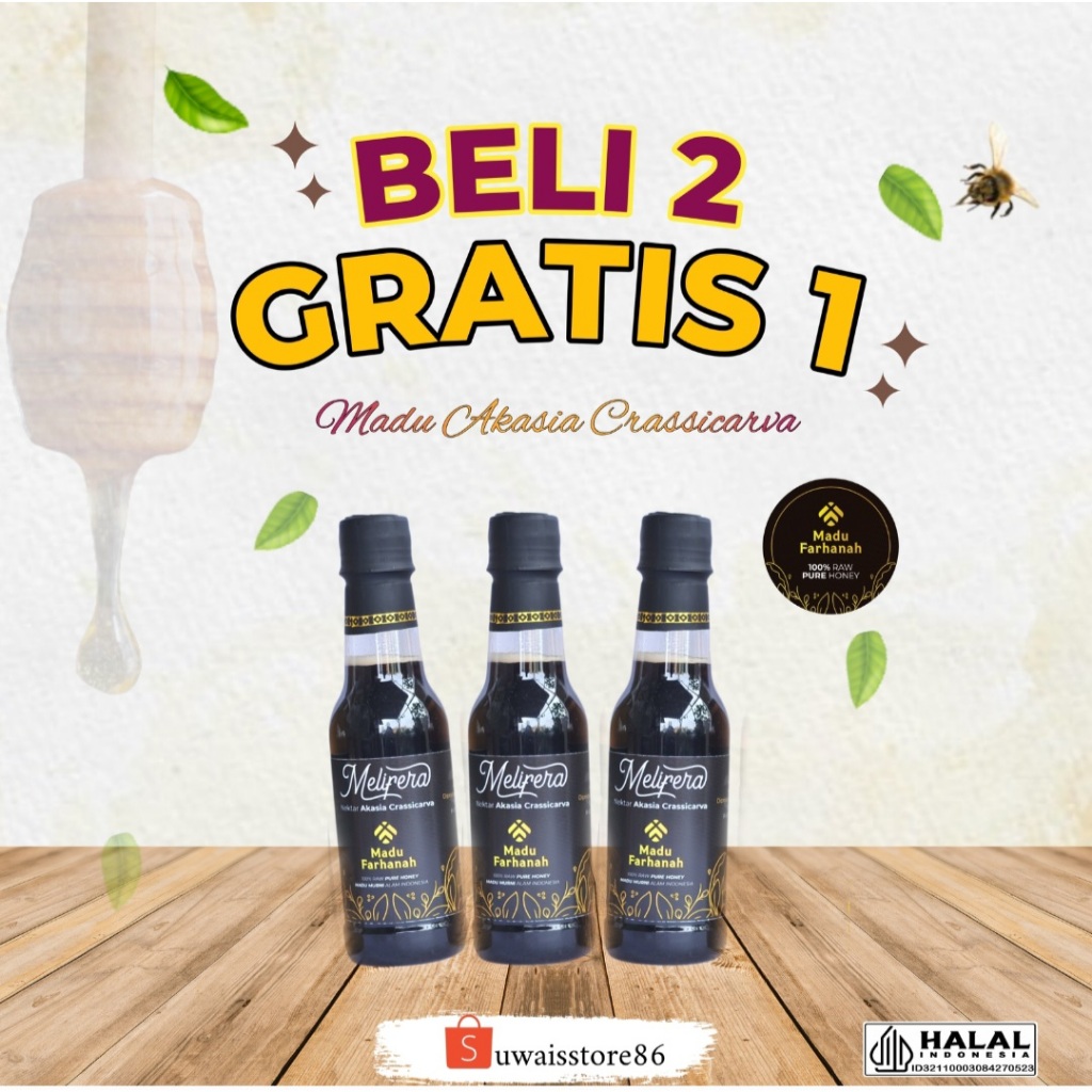 

Madu Farhanah Nektar Akasia Crassicarva Asli Murni Bersanad Jelas 330g