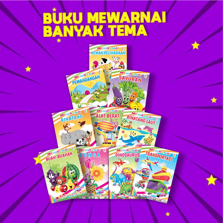 

Buku gambar mewarnai anak TK PAUD mewarnai membaca menulis karakter bisa untuk kado anak - BM01