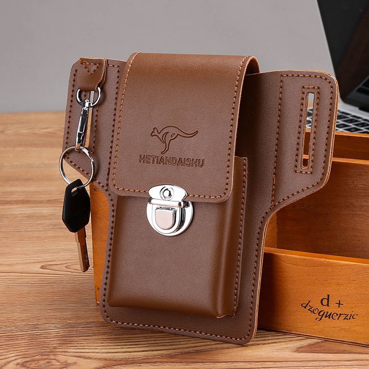 Kirim Sekarang Tas Pinggang Kulit Pria Tas Hp Cowok 7211