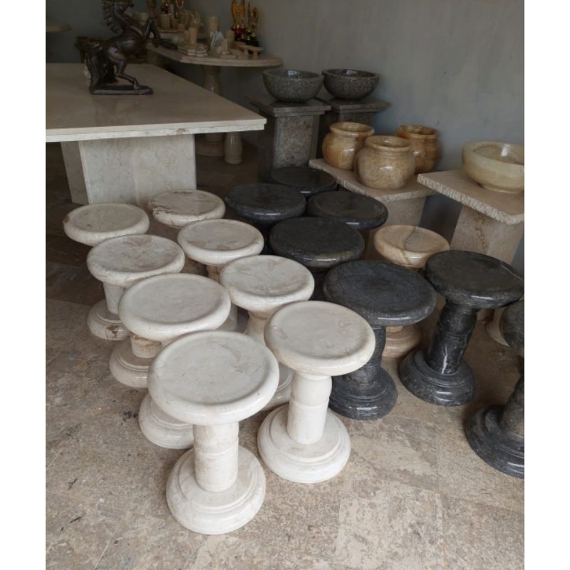 Kursi marmer putih 6 biji dan pot marmer Terlaris