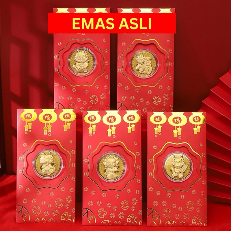 

Angpao Imlek 2024 / Hiasan Imlek 2024 / Angpao Naga / emas asli Ukuran Panjang Merah Murah Chinese New Year CNY