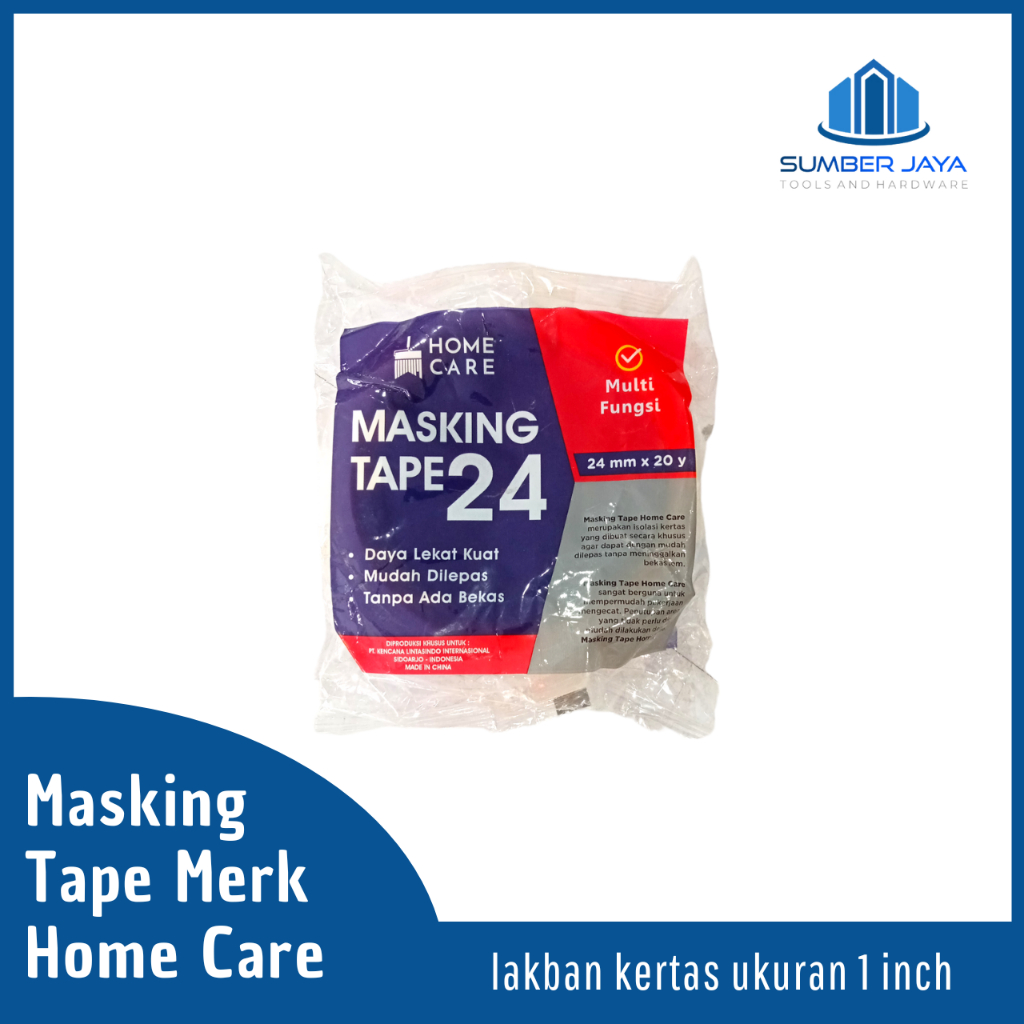 

Masking Tape Isolasi Kertas 24 mm ( 1 Inch ) x 20 y Merk Home Care