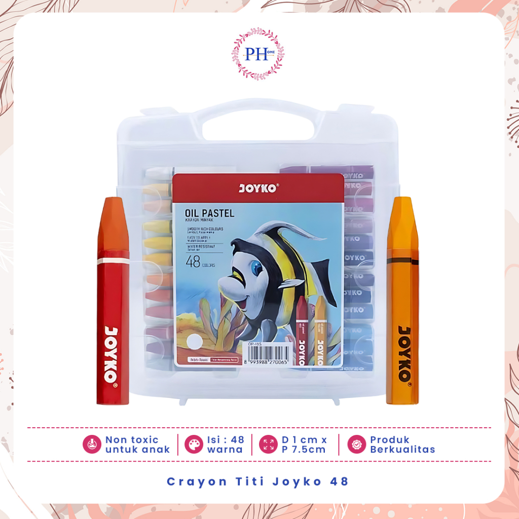 

Crayon Titi Joyko 48 Warna Pastel Mewarnai Menggambar Anak Non Toxic Aman