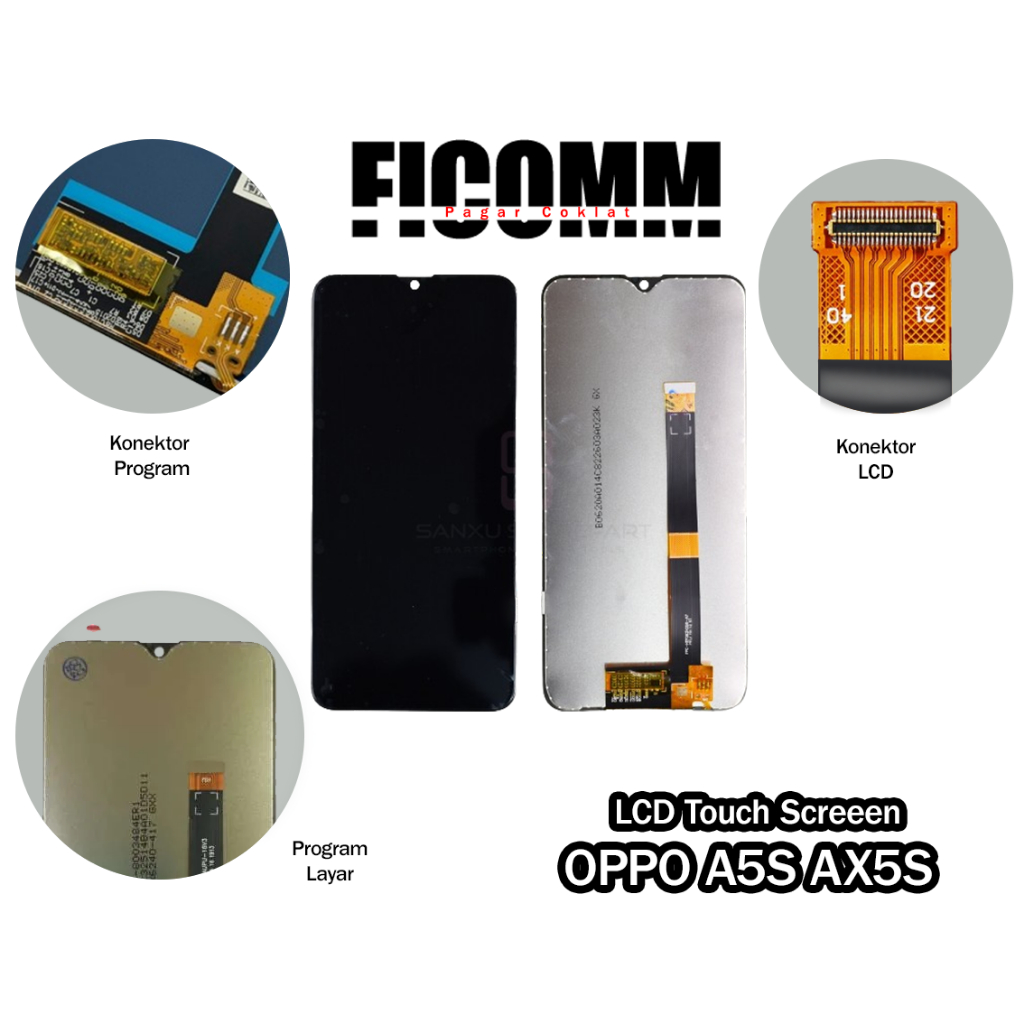 Oppo A5S/AX5S/A7/A12 2020 LCD Touch Screen Layar Sentuh Hp Fullset, Original Material