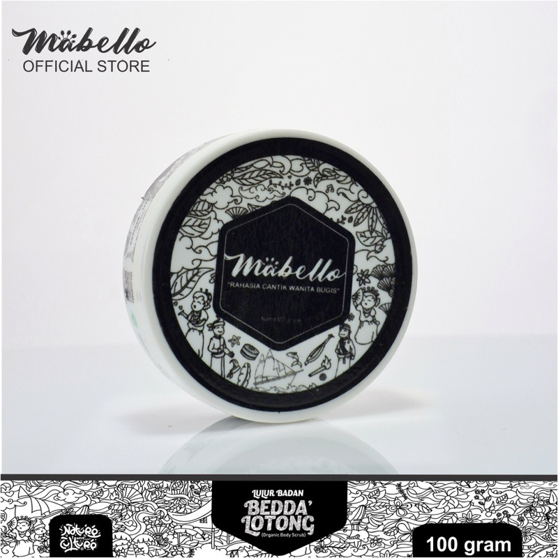 Mabello Bedda Lotong 100 gr Travel Size | Lulur Beras Hitam Asli Bugis | Sabun Lulur Beras Hitam