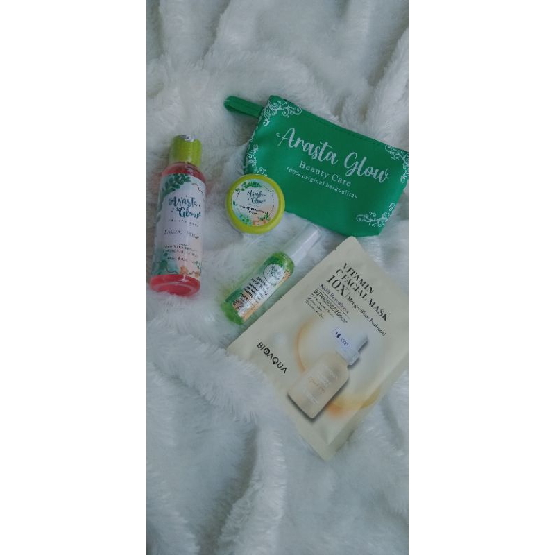 1 paket skincare ARASTA GLOW ORI 100%‼️ free shet mask