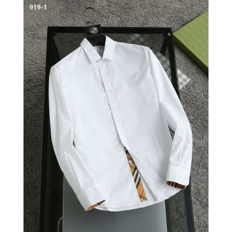 BAJU KEMEJA LENGAN PANJANG PRIA BURBERRY WHITE MIRROR