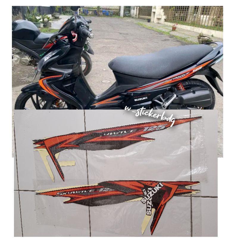 Striping Stiker Suzuki Skywave 2008 Hitam