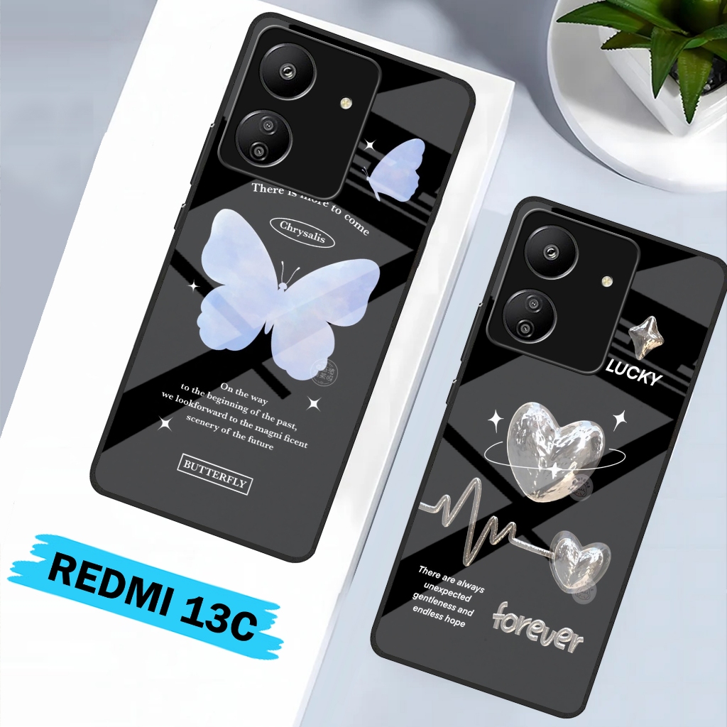 Softcase Glass Redmi 13C [38] Softcase Kaca Cute Redmi 13C - Silikon Glosy Redmi 13C - Case Protect 