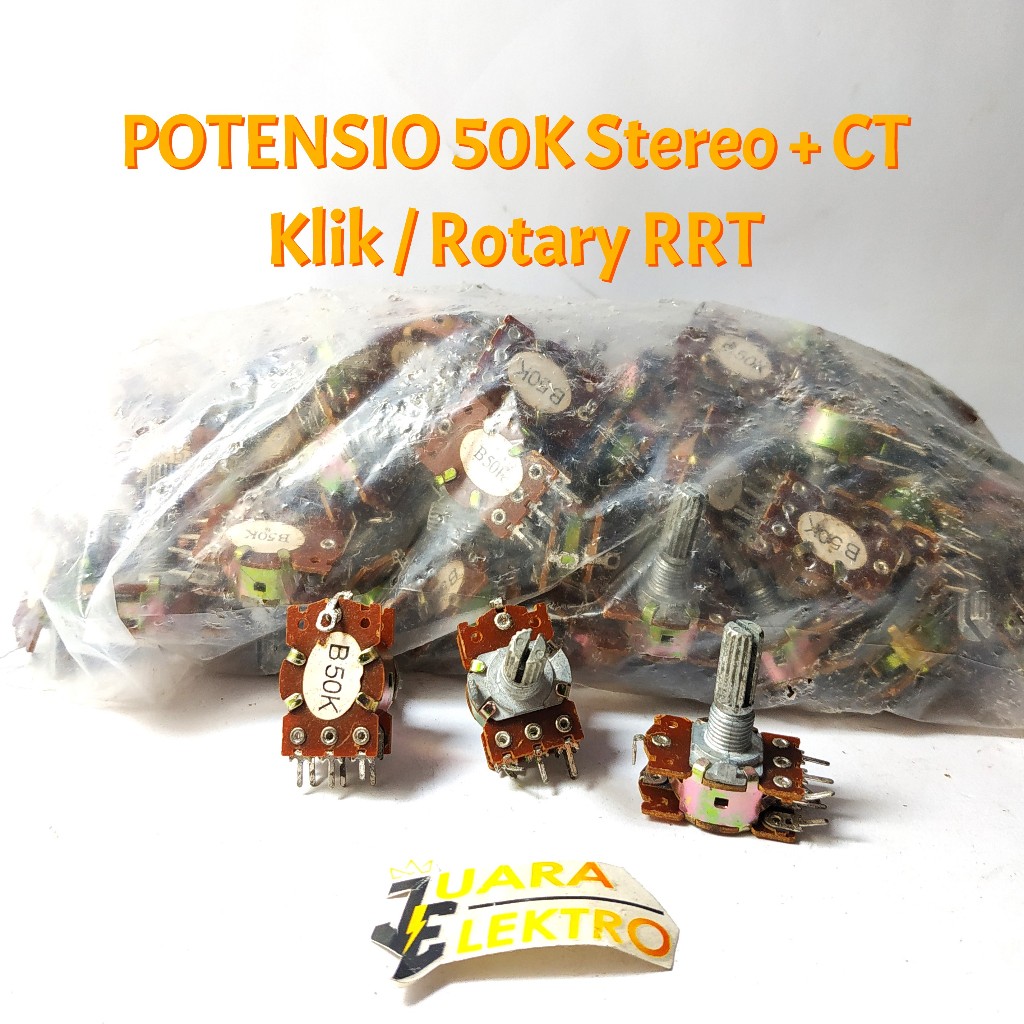 POTENSIO 50K Stereo + CT Klik / Rotary RRT | Potensiometer Stereo Rotari 50 K CT
