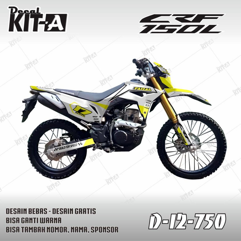 Decal CRF 150 L full body MOTIF GRAFIS PUTIH LIS KUNING D-I2-644 I2-750