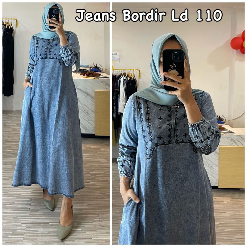 gamis jeans bordir
