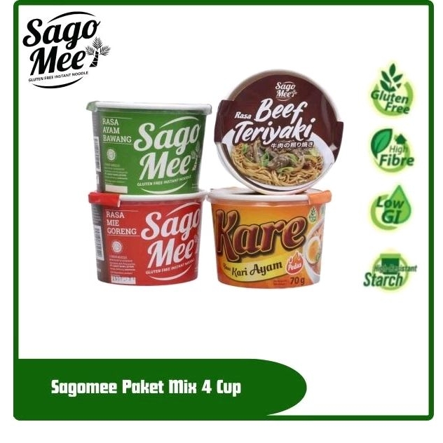 

SAGO MEE PAKET 4 CUP C SAGOMEE MIE INSTAN ENAK SEHAT GLUTEN FREE