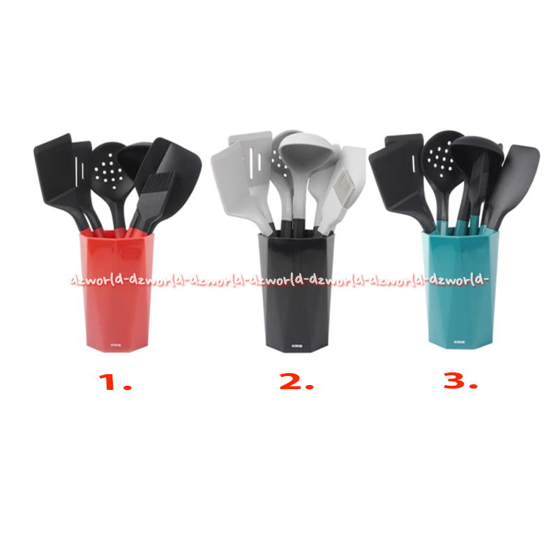 Kris Chef Kitchen Utensil Set 8pcs Peralatan Memasak Masak Spatula Centong Silikon Sendok Soup Kuas 